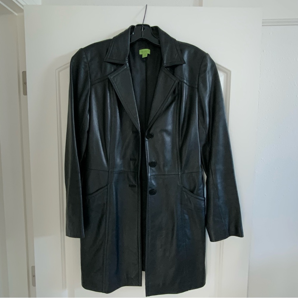 EUC John Carlisle Essentials Black Leather Coat